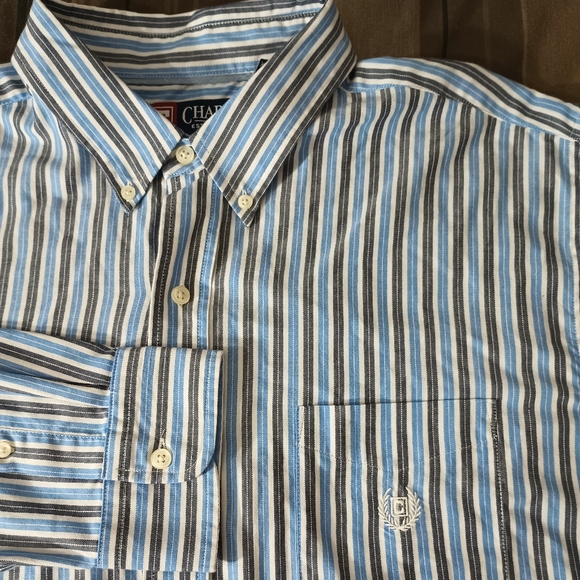 Chaps Other - Men's Chaps Shirt with Blue and‎ White Stripes XXL